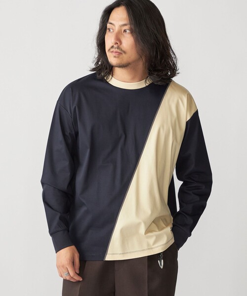 【セール】SHIPS: カラースラント パネル 長袖 Tシャツ（Tシャツ/カットソー）｜SHIPS（シップス）