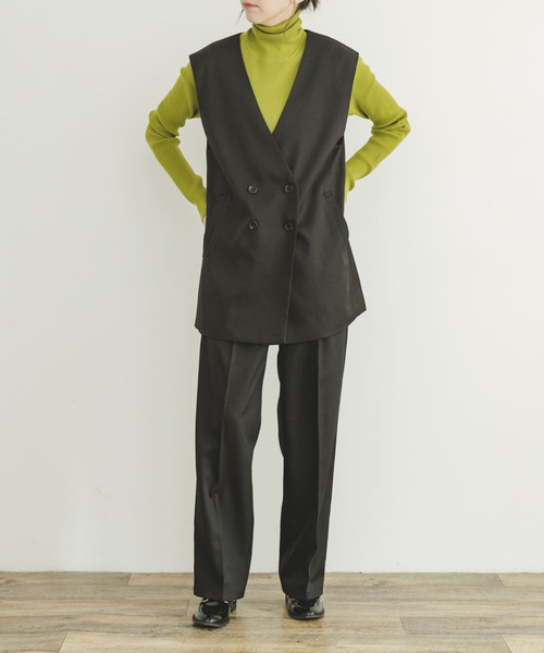 ITEMS URBANRESEARCH（アイテムズ アーバンリサーチ）の「ジレ×パンツセット（パンツドレス・レディース・ブラック/ベージュ・FREE）」の3枚目の写真
