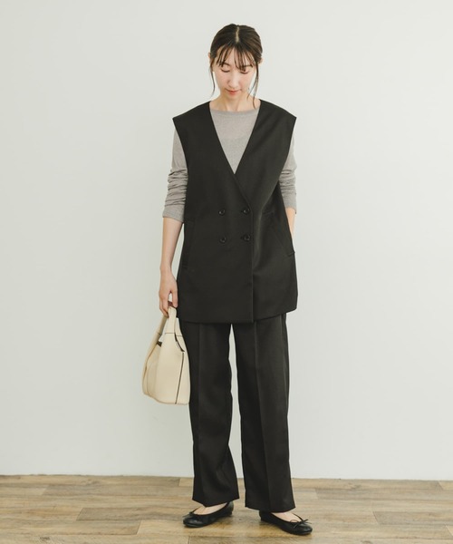 ITEMS URBANRESEARCH（アイテムズ アーバンリサーチ）の「ジレ×パンツセット（パンツドレス・レディース・ブラック/ベージュ・FREE）」の11枚目の写真