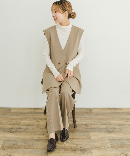 ITEMS URBANRESEARCH（アイテムズ アーバンリサーチ）の「ジレ×パンツセット（パンツドレス・レディース・ブラック/ベージュ・FREE）」の12枚目の写真
