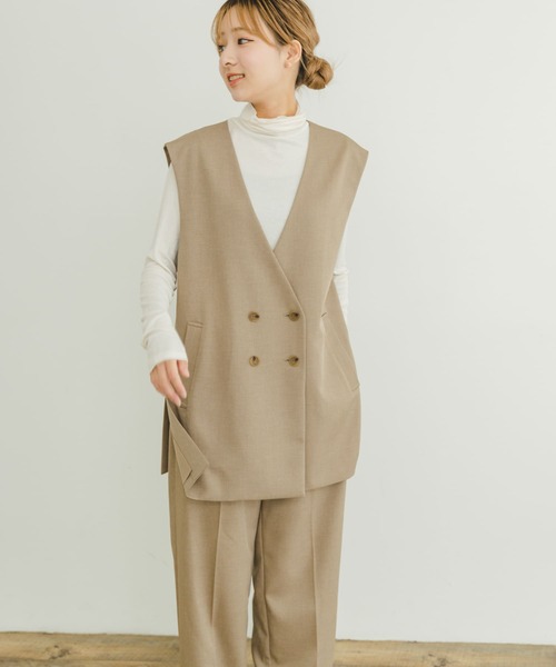 ITEMS URBANRESEARCH（アイテムズ アーバンリサーチ）の「ジレ×パンツセット（パンツドレス・レディース・ブラック/ベージュ・FREE）」の13枚目の写真