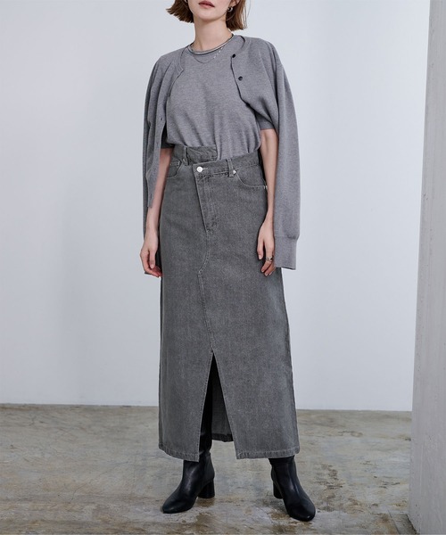 UR'S(ユアーズ)の「アシメデザインデニムスカート(デニムスカート・レディース・グレー/ブルー・M)」の2枚目の写真