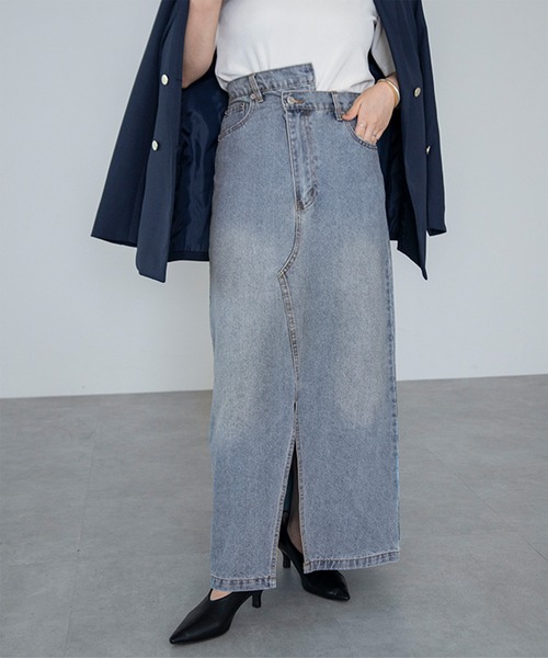 UR'S(ユアーズ)の「アシメデザインデニムスカート(デニムスカート・レディース・グレー/ブルー・M)」の1枚目の写真