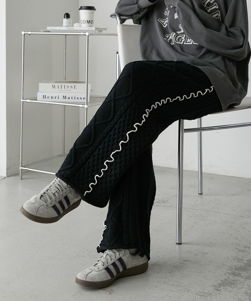 forksy.】【セットアップ対応】メロー配色ステッチケーブル