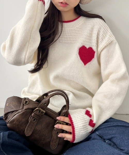 セール】ポイントハートニットトップス（ニット/セーター）｜SOLLON
