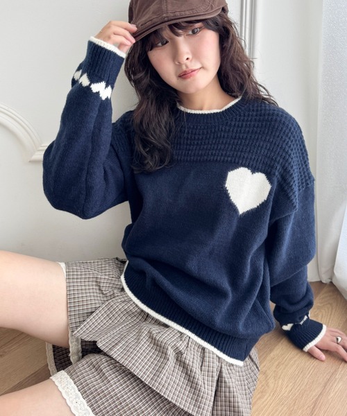 セール】ポイントハートニットトップス（ニット/セーター）｜SOLLON