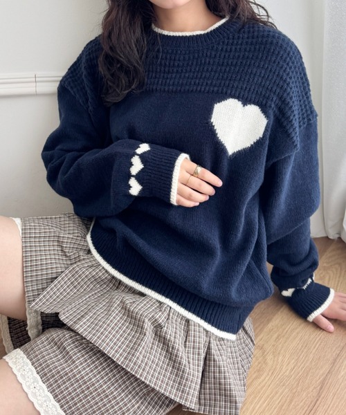 セール】ポイントハートニットトップス（ニット/セーター）｜SOLLON