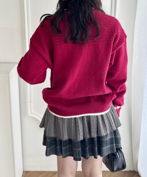 SOLLON.（ソルロン）の「ポイントハートニットトップス（ニット/セーター・レディース・レッド/アイボリー/ブラック/ネイビー・FREE）」の18枚目の写真