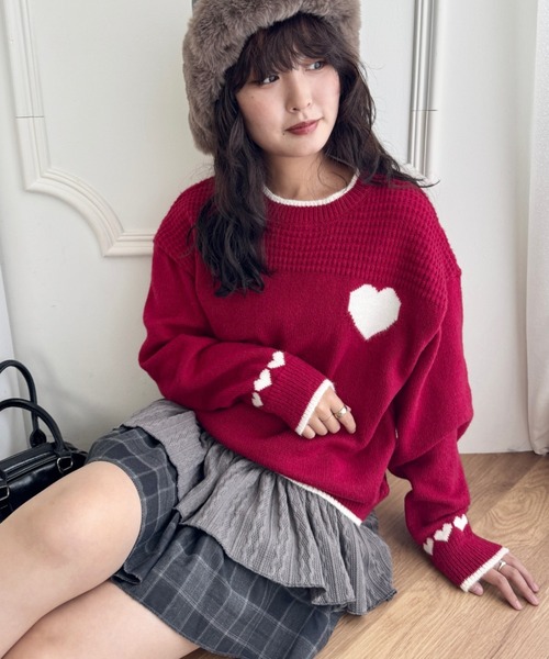 セール】ポイントハートニットトップス（ニット/セーター）｜SOLLON