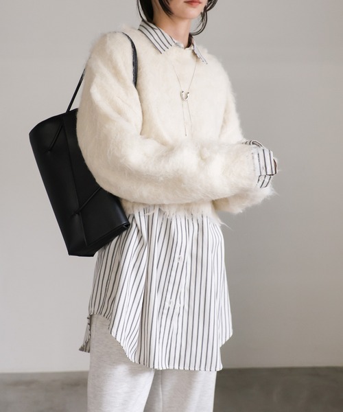 AND MARY クロップドニット セール】シャギークロップドニットトップス（ニット/セーター