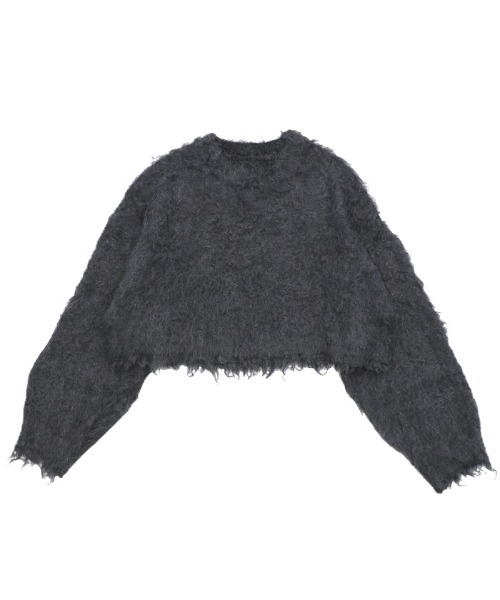 select MOCA(セレクトモカ)の「シャギークロップドニットトップス(ニット/セーター・レディース・グレー/アイボリー/ブラック/サックスブルー・FREE)」の15枚目の写真