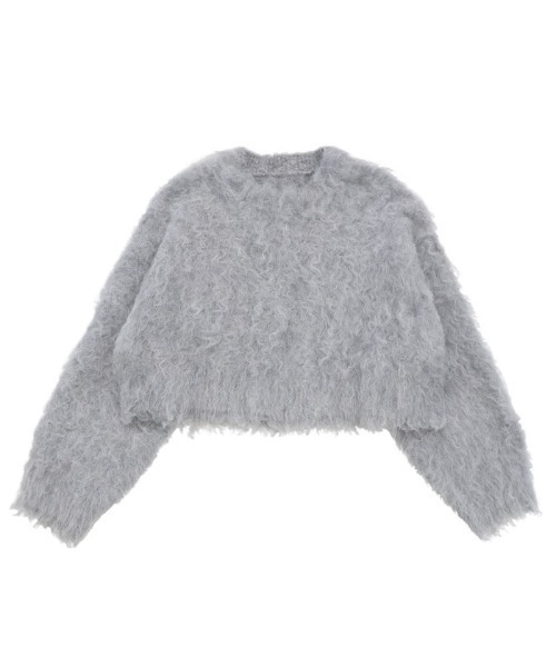 select MOCA(セレクトモカ)の「シャギークロップドニットトップス(ニット/セーター・レディース・グレー/アイボリー/ブラック/サックスブルー・FREE)」の14枚目の写真