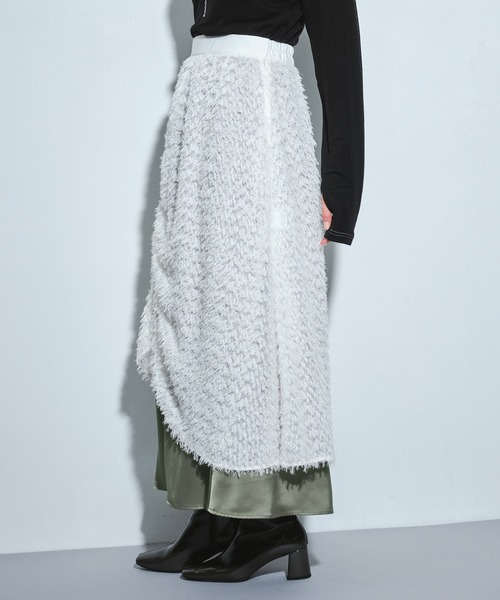 UNITED TOKYO(ユナイテッドトウキョウ)の「【3way】ファブリックレイヤードマキシスカート|オケージョン/春服(スカート・レディース・ブラック/ホワイト・FREE)」の8枚目の写真
