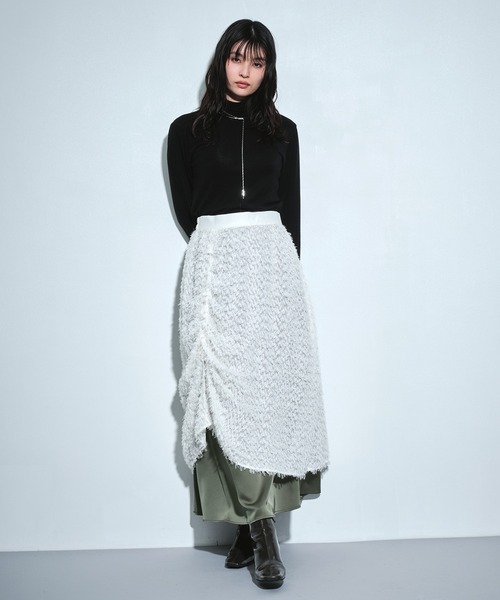 UNITED TOKYO(ユナイテッドトウキョウ)の「【3way】ファブリックレイヤードマキシスカート|オケージョン/春服(スカート・レディース・ブラック/ホワイト・FREE)」の11枚目の写真