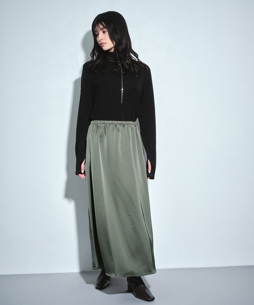UNITED TOKYO(ユナイテッドトウキョウ)の「【3way】ファブリックレイヤードマキシスカート|オケージョン/春服(スカート・レディース・ブラック/ホワイト・FREE)」の10枚目の写真