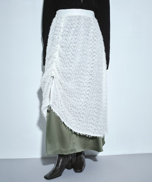 UNITED TOKYO(ユナイテッドトウキョウ)の「【3way】ファブリックレイヤードマキシスカート|オケージョン/春服(スカート・レディース・ブラック/ホワイト・FREE)」の9枚目の写真