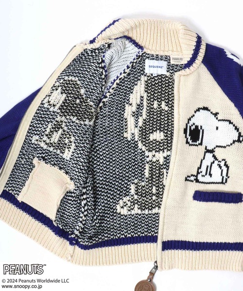 PEANUTS（ピーナッツ）の「PEANUTS SNOOPY（ピーナッツ スヌーピー）キャラクタージャガード編みニットセーターカウチン メンズ レディース/ジップブルゾン（カーディガン/ボレロ・レディース・アイボリー・M/L）」の16枚目の写真