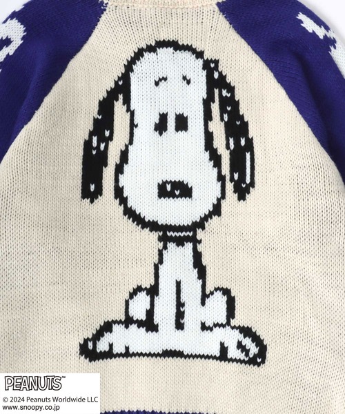 PEANUTS（ピーナッツ）の「PEANUTS SNOOPY（ピーナッツ スヌーピー）キャラクタージャガード編みニットセーターカウチン メンズ レディース/ジップブルゾン（カーディガン/ボレロ・レディース・アイボリー・M/L）」の10枚目の写真
