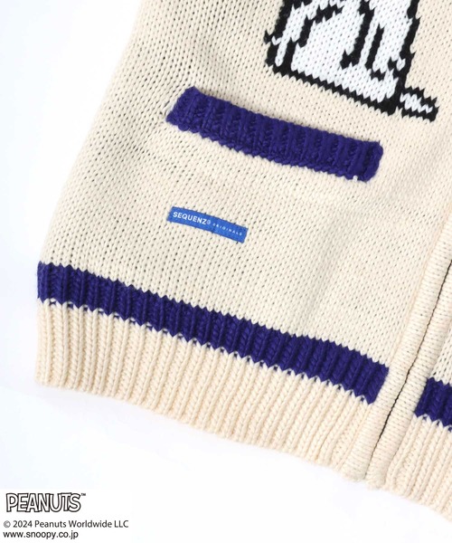 PEANUTS（ピーナッツ）の「PEANUTS SNOOPY（ピーナッツ スヌーピー）キャラクタージャガード編みニットセーターカウチン メンズ レディース/ジップブルゾン（カーディガン/ボレロ・レディース・アイボリー・M/L）」の13枚目の写真