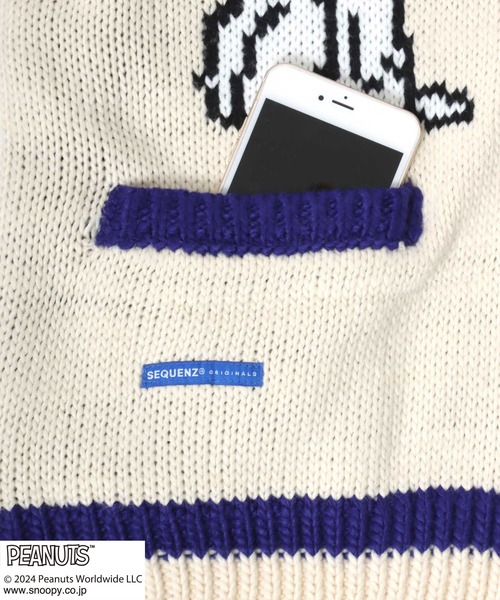 PEANUTS（ピーナッツ）の「PEANUTS SNOOPY（ピーナッツ スヌーピー）キャラクタージャガード編みニットセーターカウチン メンズ レディース/ジップブルゾン（カーディガン/ボレロ・レディース・アイボリー・M/L）」の12枚目の写真