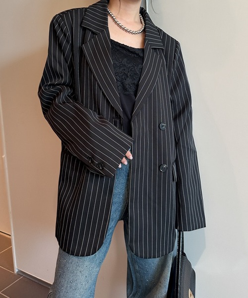 良品　Aquascutum ピンストライプ　レディーステーラードジャケット 良品 Aquascutum ピンストライプ レディーステーラードジャケット