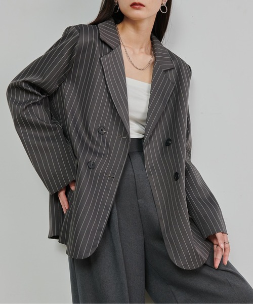 良品Aquascutum ピンストライプレディーステーラードジャケット