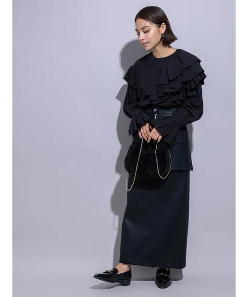 Te chichi（テチチ）の「【Atelier Noir】エコレザーアウトポケットナロースカート（スカート・レディース・ブラック・F）」の14枚目の写真