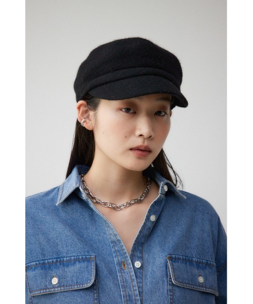 AZUL by moussy（アズールバイマウジー）の「ウールライクキャスケット（キャスケット・レディース・ブラック/ベージュ・FREE）」の4枚目の写真