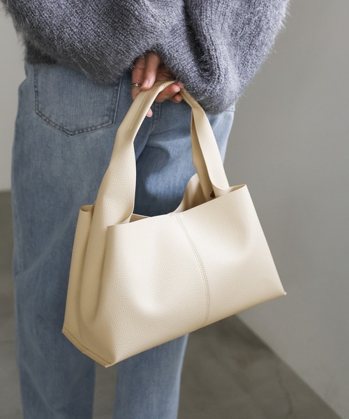 select MOCA（セレクトモカ）の「ワンハンドルフェイクレザーバッグ（ハンドバッグ・レディース・ベージュ/ブルー/アイボリー/ブラック・FREE）」の10枚目の写真