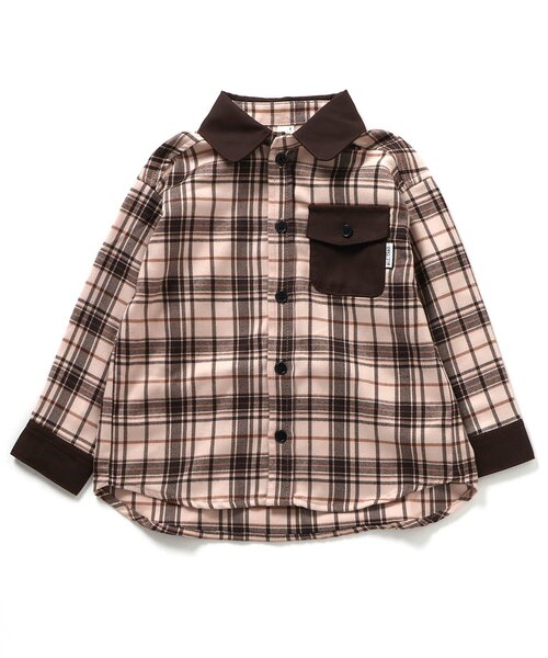 apres les cours（アプレレクール）の「【リンク】切り替えチェックシャツ（シャツ/ブラウス・キッズ・グレー/ベージュ・120/130/80/90/100/110）」の10枚目の写真
