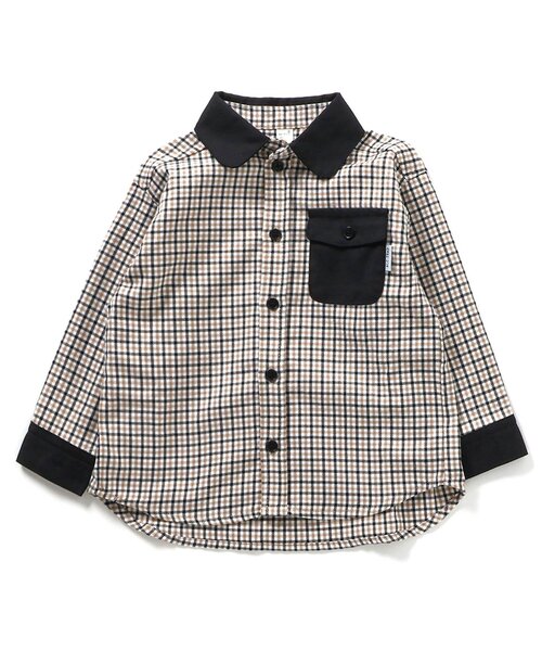 apres les cours（アプレレクール）の「【リンク】切り替えチェックシャツ（シャツ/ブラウス・キッズ・グレー/ベージュ・120/130/80/90/100/110）」の13枚目の写真