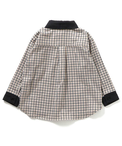 apres les cours（アプレレクール）の「【リンク】切り替えチェックシャツ（シャツ/ブラウス・キッズ・グレー/ベージュ・120/130/80/90/100/110）」の15枚目の写真