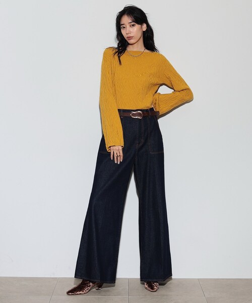 GALLEST(ギャレスト)の「アートジャカードニット(ニット/セーター・レディース・イエロー/ホワイト系/ブラック/ベージュ・38)」の5枚目の写真