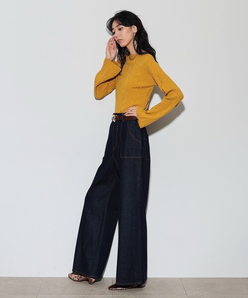 GALLEST(ギャレスト)の「アートジャカードニット(ニット/セーター・レディース・イエロー/ホワイト系/ブラック/ベージュ・38)」の6枚目の写真