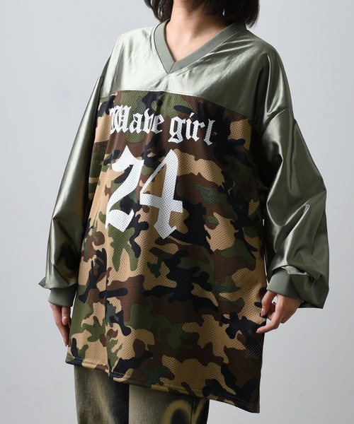 ARULE(アルール)の「A'GEM/9 × .kom 『ARULE/アルール』カモフラージュデザインロンTEE(Tシャツ/カットソー・レディース・チャコールグレー/ブラック/カーキ・FREE)」の1枚目の写真