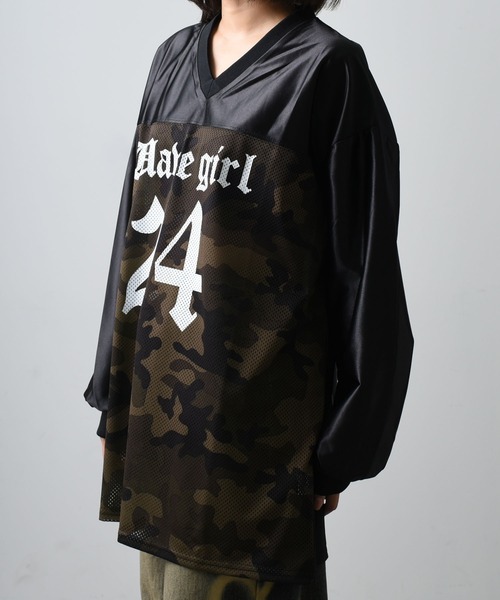 ARULE(アルール)の「A'GEM/9 × .kom 『ARULE/アルール』カモフラージュデザインロンTEE(Tシャツ/カットソー・レディース・チャコールグレー/ブラック/カーキ・FREE)」の6枚目の写真