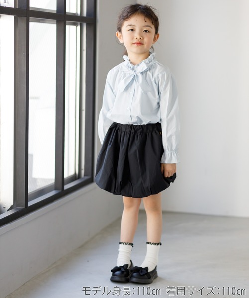 MAKE YOUR DAY(メイクユアデイ)の「リボンタイブラウス■80~140cm(シャツ/ブラウス・キッズ・ピンク/オフホワイト/サックスブルー・80/100/110/120/130/140/90)」の5枚目の写真