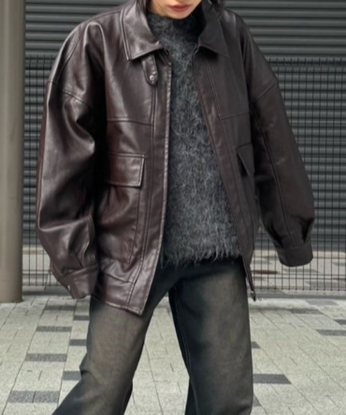 gossara(ゴサラ)の「オーバーサイズブルゾン(ブルゾン・レディース・ブラウン/ブラック・FREE)」の15枚目の写真