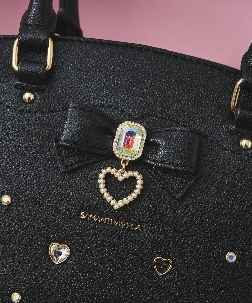 サイドレースアップリボンビジューミニフラッター（ハンドバッグ