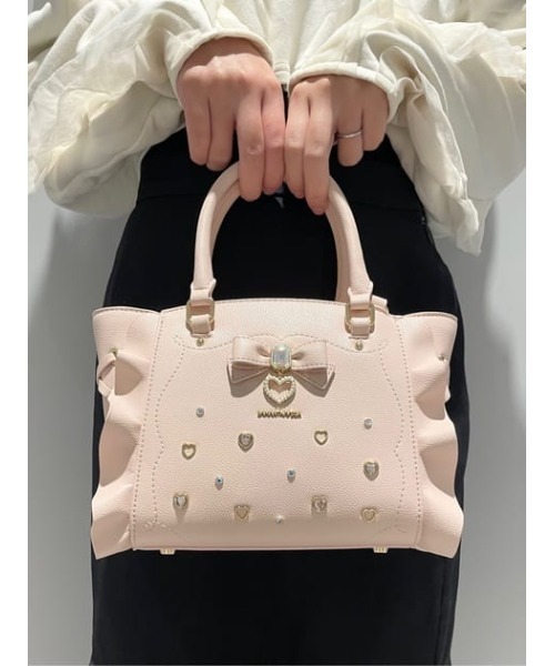 サイドレースアップリボンビジューミニフラッター（ハンドバッグ