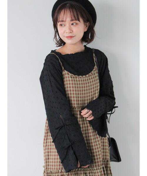 ehka sopo（エヘカソポ）の「袖リボンカットソー（Tシャツ/カットソー・レディース・キナリ/ブラック/グレー・F）」の4枚目の写真