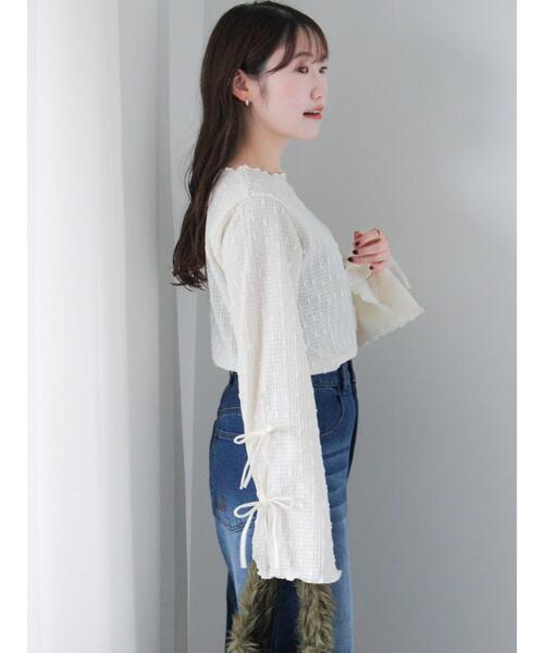 ehka sopo（エヘカソポ）の「袖リボンカットソー（Tシャツ/カットソー・レディース・キナリ/ブラック/グレー・F）」の5枚目の写真