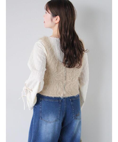 ehka sopo（エヘカソポ）の「袖リボンカットソー（Tシャツ/カットソー・レディース・キナリ/ブラック/グレー・F）」の10枚目の写真