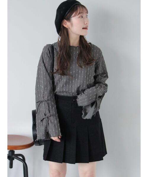 ehka sopo（エヘカソポ）の「袖リボンカットソー（Tシャツ/カットソー・レディース・キナリ/ブラック/グレー・F）」の15枚目の写真