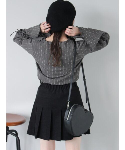 ehka sopo（エヘカソポ）の「袖リボンカットソー（Tシャツ/カットソー・レディース・キナリ/ブラック/グレー・F）」の18枚目の写真