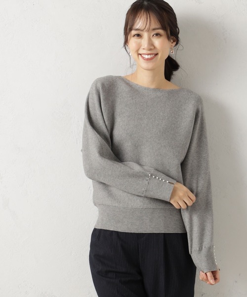 FOUND GOOD（ファウンドグッド）の「COZYパールツキニットPO（ニット/セーター・レディース・ブラウン系3/ブラウン系5/ブラック/アイボリー/グレー系5/ピンク系2/グレー系8/ブルー系5・S/L/M）」の3枚目の写真