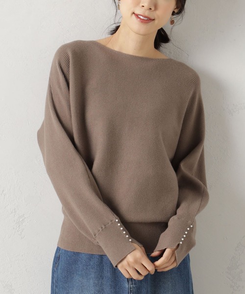 FOUND GOOD（ファウンドグッド）の「COZYパールツキニットPO（ニット/セーター・レディース・ブラウン系3/ブラウン系5/ブラック/アイボリー/グレー系5/ピンク系2/グレー系8/ブルー系5・S/L/M）」の4枚目の写真