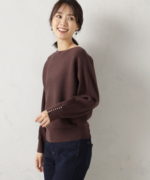 FOUND GOOD（ファウンドグッド）の「COZYパールツキニットPO（ニット/セーター・レディース・ブラウン系3/ブラウン系5/ブラック/アイボリー/グレー系5/ピンク系2/グレー系8/ブルー系5・S/L/M）」の5枚目の写真