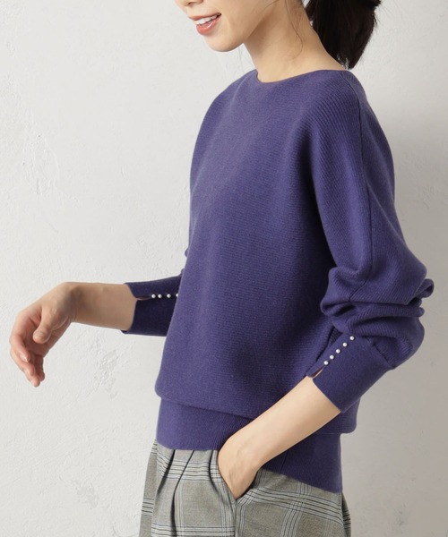 FOUND GOOD（ファウンドグッド）の「COZYパールツキニットPO（ニット/セーター・レディース・ブラウン系3/ブラウン系5/ブラック/アイボリー/グレー系5/ピンク系2/グレー系8/ブルー系5・S/L/M）」の7枚目の写真