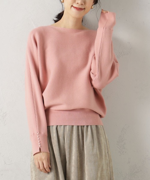 FOUND GOOD（ファウンドグッド）の「COZYパールツキニットPO（ニット/セーター・レディース・ブラウン系3/ブラウン系5/ブラック/アイボリー/グレー系5/ピンク系2/グレー系8/ブルー系5・S/L/M）」の8枚目の写真